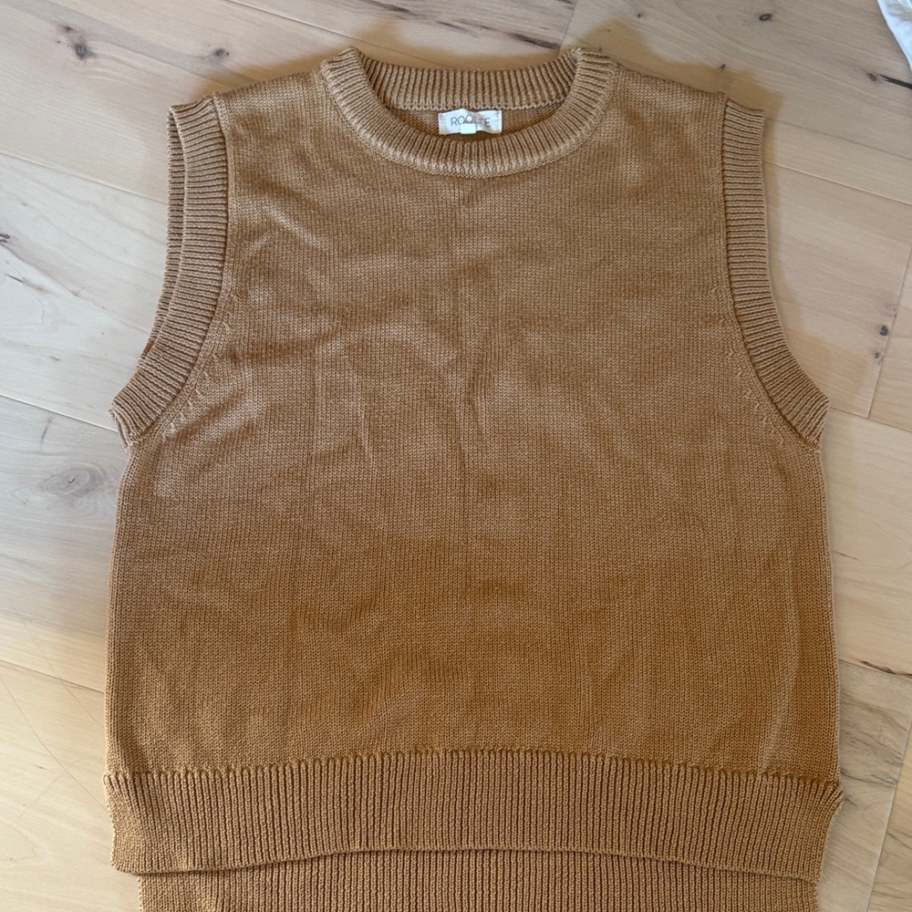 Roolee Tan Crewneck Sweater Vest